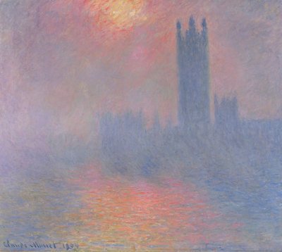 Budova parlamentu v Londýně, slunce se prodírá mlhou, 1904 od Claude Monet