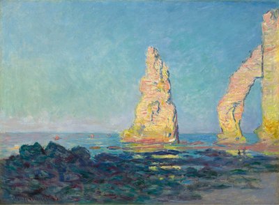 The Needle Rock v Étretat, Low Tide, 1883. od Claude Monet