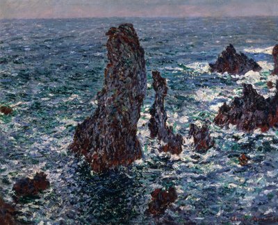 Skály v Belle-Ile Pyramides de Port-Coton, Mer sauvage, 1886. od Claude Monet