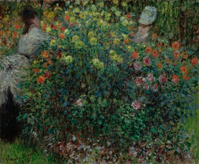Dvě ženy mezi květinami, 1875 od Claude Monet