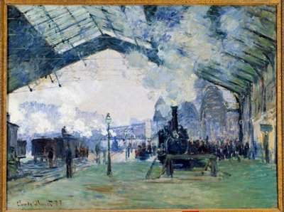 Pohled na vlakové nádraží Saint Lazare v Paříži a vlak v Normandii od Claude Monet