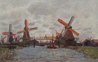 Větrné mlýny ve Westzijderveld poblíž Zaandamu. 1871 od Claude Monet