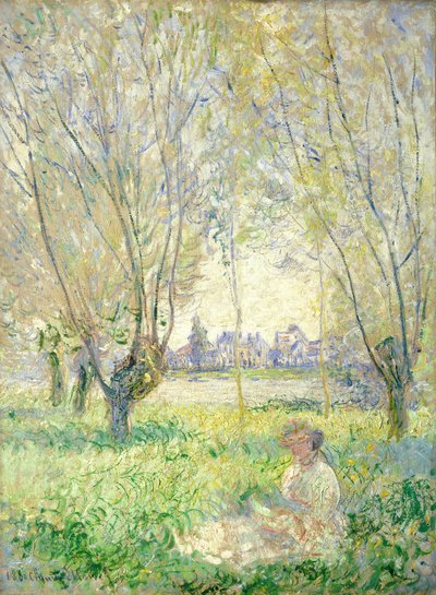 Žena sedící pod vrbami od Claude Monet