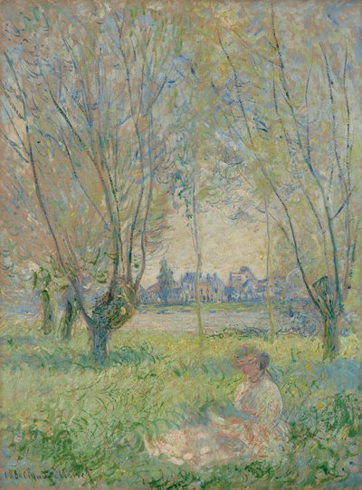 Žena sedící pod vrbami od Claude Monet