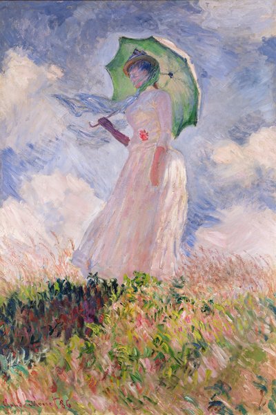 Žena se slunečníkem se obrátila doleva, 1886 od Claude Monet