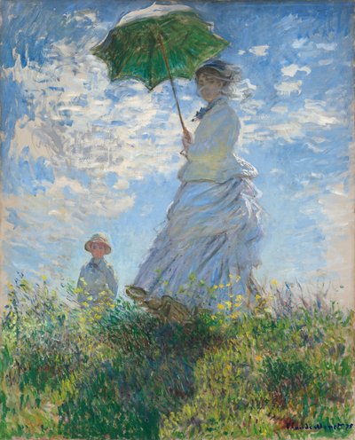 Žena se slunečníkem - Madame Monet a její syn od Claude Monet