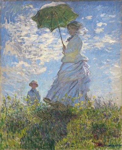 Žena se slunečníkem - Madame Monet a její syn od Claude Monet