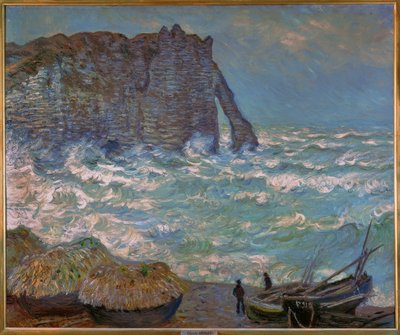 Étretat, rozbouřené moře od Claude Monet