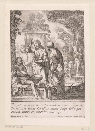 Uzdravení muže v bazénu v Bethesdě Miracula Domini Nostri Jesu Christi (název série) Zázraky Krista (název série) od Claude Vignon