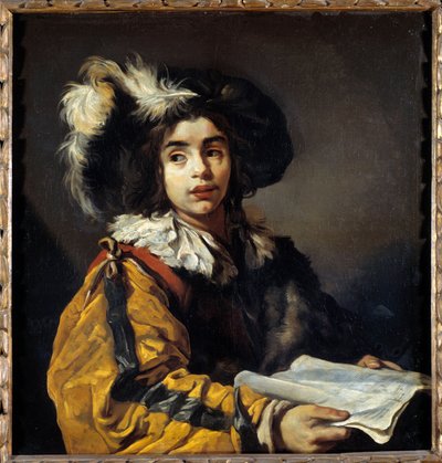 Obraz Mladý zpěvák od Clauda Vignona (1593-1670) 17. století Sun. 0,95x0,9m od Claude Vignon