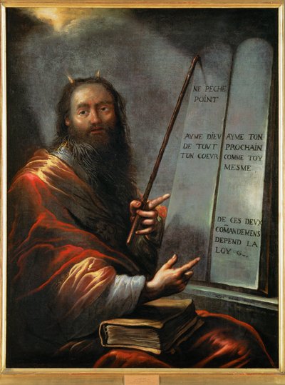 Mojžíš s deskami Zákona (malba na plátně) od Claude Vignon