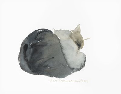 Spící kočka, 1985 (akvarel) od Claudia Hutchins Puechavy