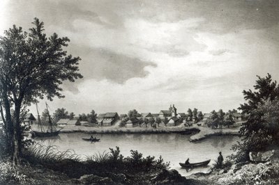 Valdivia, z „Dějiny Chile“, vyrytý H. Wander-Burchem, 1836 od Claudio Gay