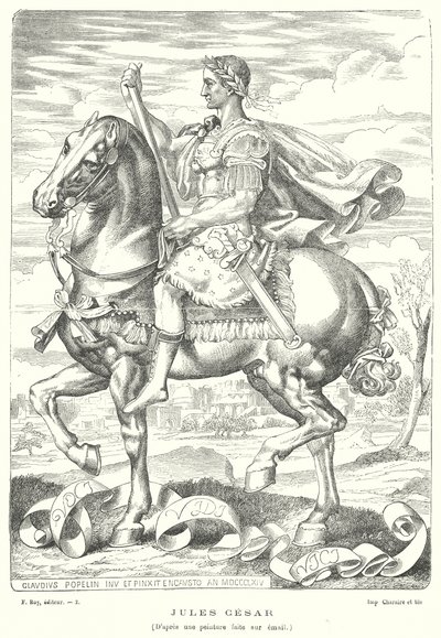 Julius Caesar, římský voják a politik (rytina) od Claudius Popelin