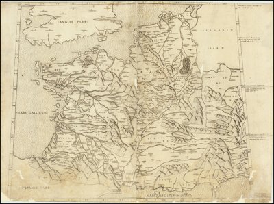 1507 Ptolemaiovská mapa Francie od Claudius Ptolemy
