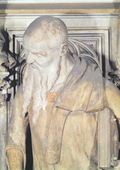 Mojžíšova studna, detail Izajáše z šestihranného podstavce, kámen 1395-1404 od Claus and Malouel, Jean Sluter
