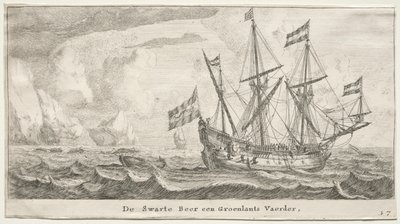 Různé lodě a pohledy na Amsterdam (Verscheÿde Schepen en Gesichten van Amstelredam), část II: Černý medvěd, grónský velrybář od Clement de Jonghe