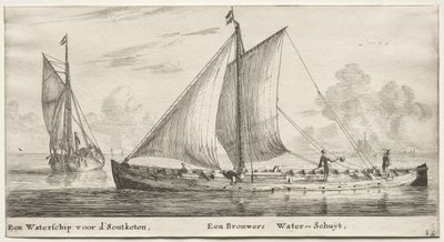 Různé lodě a pohledy na Amsterdam (Verscheÿde Schepen en Gesichten van Amstelredam), část II: Vodní loď směřující do Soutketen. Loď Brewer