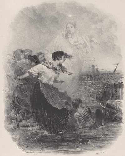 Žena u moře s Madonou, ukazující na loď, ca. 1848-62. od Célestin Nanteuil