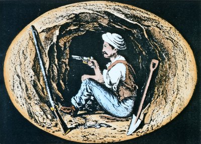 Britský sapér vyzbrojený Colt Revolverem čeká v dole na nepřátelský kontrazávodník, aby prorazil od Clifford Henry Mecham