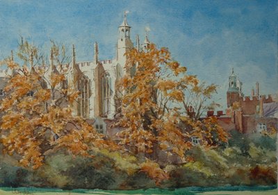 Kaple koleje - podzimní listí, 2010 (akvarel) od Clive Wilson