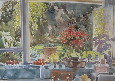 Z okna kuchyně, 2002 (akvarel) od Clive Wilson