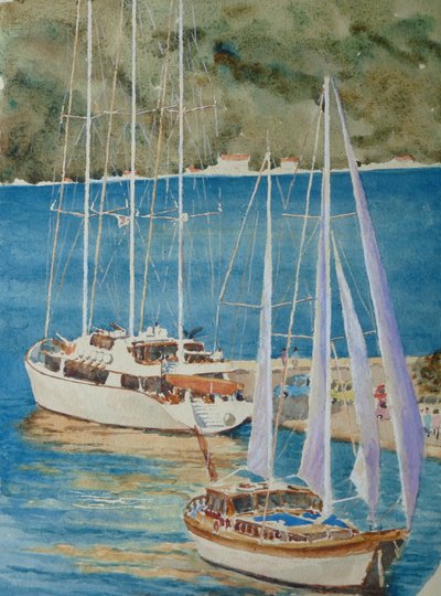Velké jachty - Korčula, 2010 (akvarel) od Clive Wilson