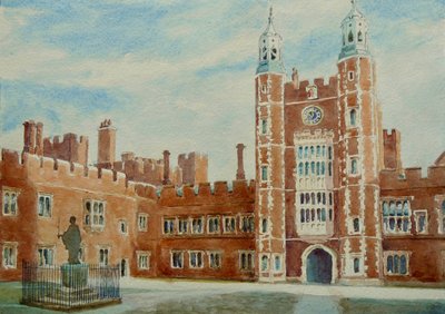 Školní dvůr (východ), 2010 (akvarel) od Clive Wilson