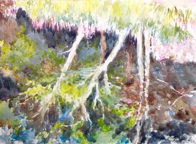 Lesní odrazy, Stříbrné jezero, 2017 (akvarel) od Clive Wilson