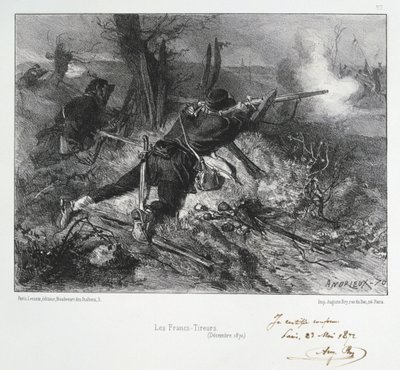 Francouzsko-pruská válka 1870-1871: Francouzští puškaři. Ze série litografií Clementa Augusta Andrieuxe o Gardes Nationales. od Clément Auguste Andrieux