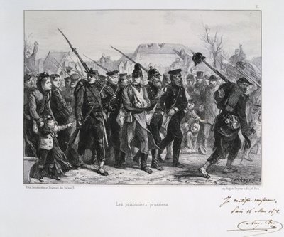 Francouzsko-pruská válka 1870-1871: Pruští váleční zajatci. Ze série litografií Clementa Augusta Andrieuxe o Gardes Nationales. od Clément Auguste Andrieux