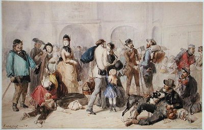 Hala na Old Gare de Lyon, 1873 (wc na papíře) od Clément Auguste Andrieux