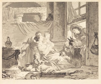 Farmářova rodina od Clément Pierre Marillier after Jean Honoré Fragonard