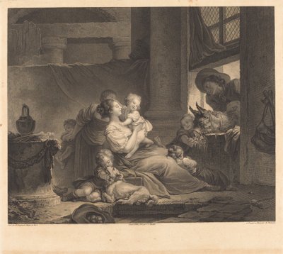 Farmářova rodina od Clément Pierre Marillier and Antoine Louis Romanet after Jean Honoré Fragonard