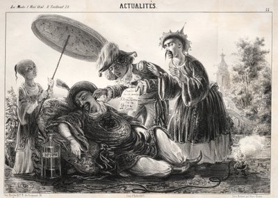 Novinky: -- Řekni to! Tak řekni! nebeský císař...., 1841. od Clémente Pruche