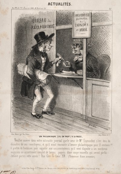 Novinky: Módní filantrop, 1841. od Clémente Pruche