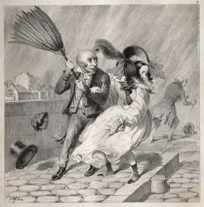 Bambochades: Vidíš, že můj barometr je v dobrém počasí!...je bohatý čas na..., 1841. od Clémente Pruche
