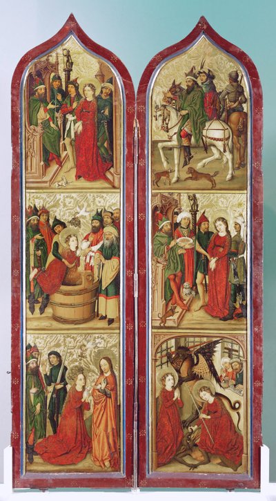 Legenda o svaté Markétě, oltář z kláštera svaté Madeleine ve Štrasburku od Coburg Master