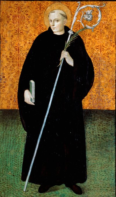 Saint Placide, benediktinský mnich Dřevomalba od Nicoly Filotesio dit Cola del "Amatrice od Cola dellAmatrice