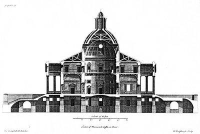 Část hradu Mereworth v Kentu, vyryla H. Hulsbergh, c.1722-24 od Colen Campbell