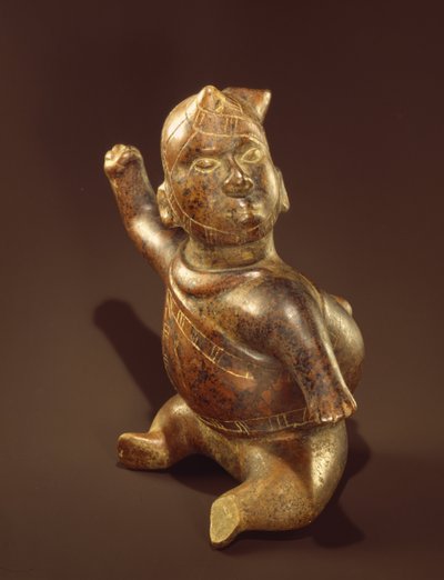 Nádoba s rohovou figurkou (keramická) od Colima Culture