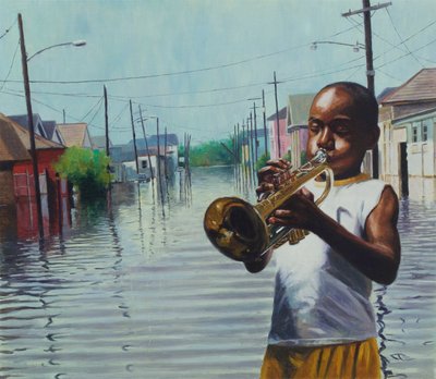 Boy With Horn, 2010 (olej na palubě) od Colin Bootman