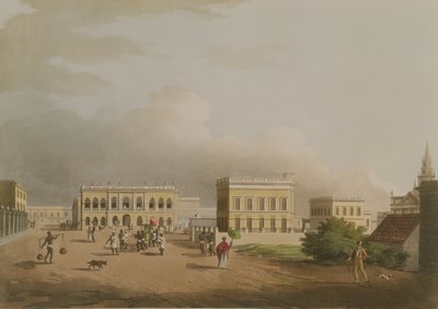 The Old Court House, Calcutta, plate 17 from Twenty Four Views in Hindostan, rytý Harradon, pub. Edward Orme (1774-c.1820) 1805 (akvatinta) od Colonel Francis Swain Ward