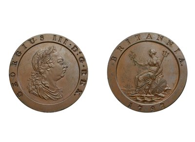 Dvoupencovka Cartwheel, 1797 (bronz) od Conrad Heinrich Küchler