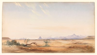 Kordillery v Andách, pohled z planiny Mystery, poblíž Santa Cruz, asi 1878 (akvarel) od Conrad Martens