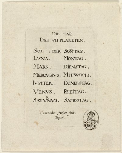 Titulní strana z knihy Der VII Planeten od Conrad Meyer