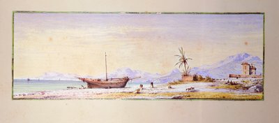 Bordighera Beach, kirjoittanut Consalvo Carelli (1818-1900), Italia od Consalvo Carelli