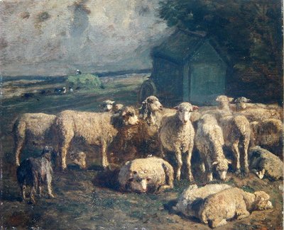Stádo ovcí (olej na plátně) od Constant Emile Troyon