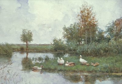 Kachny v říční krajině (olej na plátně) od Constant Artz