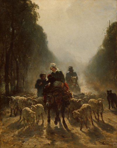 Cesta na trh, 1858-59 od Constant Emile Troyon